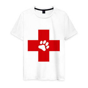 Мужская футболка хлопок с принтом Ветеринар , 100% хлопок | прямой крой, круглый вырез горловины, длина до линии бедер, слегка спущенное плечо. | ветеринар | врач | доктор | красный | крест