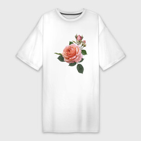 Платье-футболка хлопок с принтом Розовая роза ,  |  | девушкам | розовая роза | цветок