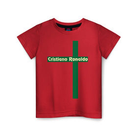 Детская футболка хлопок с принтом Cristiano Ronaldo , 100% хлопок | круглый вырез горловины, полуприлегающий силуэт, длина до линии бедер | cristiano | ronaldo | криштиану | мадрид | реал | роналду | сборная | флаг | футбол