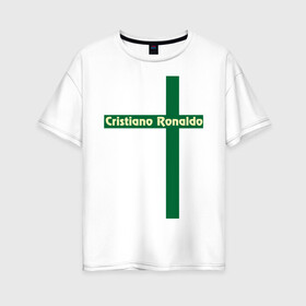 Женская футболка хлопок Oversize с принтом Cristiano Ronaldo , 100% хлопок | свободный крой, круглый ворот, спущенный рукав, длина до линии бедер
 | cristiano | ronaldo | криштиану | мадрид | реал | роналду | сборная | флаг | футбол