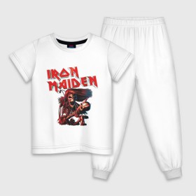 Детская пижама хлопок с принтом Iron Maiden , 100% хлопок |  брюки и футболка прямого кроя, без карманов, на брюках мягкая резинка на поясе и по низу штанин
 | Тематика изображения на принте: гитара | скелет