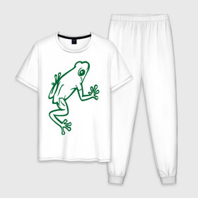 Мужская пижама хлопок с принтом Лягушка , 100% хлопок | брюки и футболка прямого кроя, без карманов, на брюках мягкая резинка на поясе и по низу штанин
 | жаба | лягушка