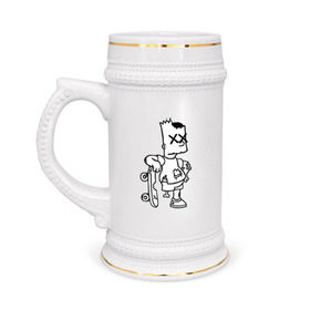 Кружка пивная с принтом Bart Simpsons zombie ,  керамика (Материал выдерживает высокую температуру, стоит избегать резкого перепада температур) |  объем 630 мл | bart | bart simpsons zombie | кино