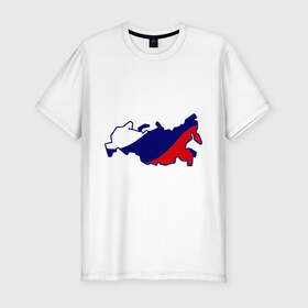 Мужская футболка премиум с принтом Карта России , 92% хлопок, 8% лайкра | приталенный силуэт, круглый вырез ворота, длина до линии бедра, короткий рукав | карта | патриоты | россия | рф | флаг