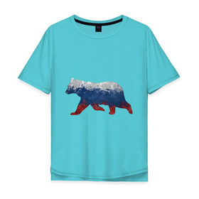 Мужская футболка хлопок Oversize с принтом Русский медведь , 100% хлопок | свободный крой, круглый ворот, “спинка” длиннее передней части | 
