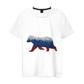Мужская футболка хлопок с принтом Русский медведь , 100% хлопок | прямой крой, круглый вырез горловины, длина до линии бедер, слегка спущенное плечо. | 