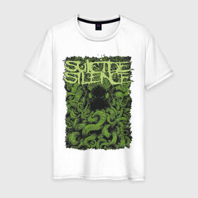 Мужская футболка хлопок с принтом Suicide Silence , 100% хлопок | прямой крой, круглый вырез горловины, длина до линии бедер, слегка спущенное плечо. | Тематика изображения на принте: silence | suicide
