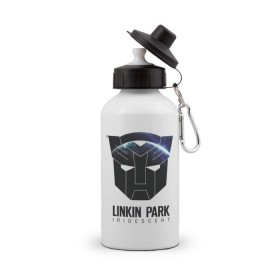 Бутылка спортивная с принтом Linkin Park , металл | емкость — 500 мл, в комплекте две пластиковые крышки и карабин для крепления | iridescent | linkin | park | transformers | автоботы | трансформеры