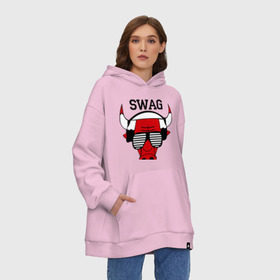 Худи SuperOversize хлопок с принтом Chicago swag , 70% хлопок, 30% полиэстер, мягкий начес внутри | карман-кенгуру, эластичная резинка на манжетах и по нижней кромке, двухслойный капюшон
 | 