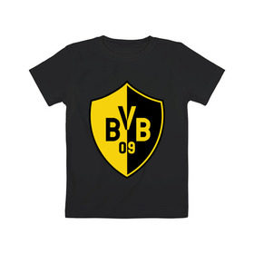 Детская футболка хлопок с принтом FC Borussia Dortmund Shield , 100% хлопок | круглый вырез горловины, полуприлегающий силуэт, длина до линии бедер | borussia | dortmund | fc | football | shield | клуб | фк | футбол