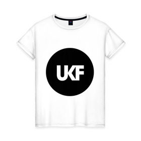 Женская футболка хлопок с принтом UKF Music , 100% хлопок | прямой крой, круглый вырез горловины, длина до линии бедер, слегка спущенное плечо | music | round | ukf | круг
