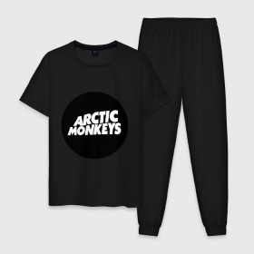 Мужская пижама хлопок с принтом Arctic Monkeys Round , 100% хлопок | брюки и футболка прямого кроя, без карманов, на брюках мягкая резинка на поясе и по низу штанин
 | arctic | monkeys | round | круг