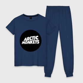 Женская пижама хлопок с принтом Arctic Monkeys Round , 100% хлопок | брюки и футболка прямого кроя, без карманов, на брюках мягкая резинка на поясе и по низу штанин | arctic | monkeys | round | круг