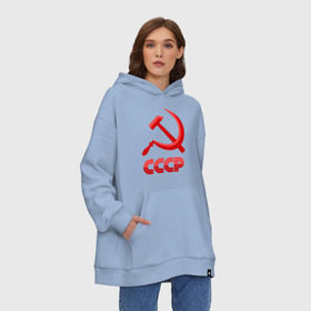 Худи SuperOversize хлопок с принтом СССР Логотип , 70% хлопок, 30% полиэстер, мягкий начес внутри | карман-кенгуру, эластичная резинка на манжетах и по нижней кромке, двухслойный капюшон
 | коммунизм | молот | партия | патриот | ретро | серп | ссср