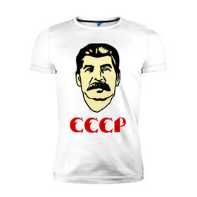 Мужская футболка премиум с принтом СССР , 92% хлопок, 8% лайкра | приталенный силуэт, круглый вырез ворота, длина до линии бедра, короткий рукав | генсек | иосиф | коба | коммунизм | ретро | советский | союз | ссср | сталин