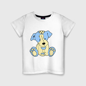 Детская футболка хлопок с принтом Милый пёсик , 100% хлопок | круглый вырез горловины, полуприлегающий силуэт, длина до линии бедер | заплатка | игрушка | милый | мягкий | пес