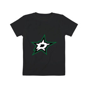 Детская футболка хлопок с принтом HC Dallas Stars , 100% хлопок | круглый вырез горловины, полуприлегающий силуэт, длина до линии бедер | Тематика изображения на принте: club | dallas | hockey | stars | клуб | хоккей