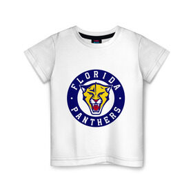 Детская футболка хлопок с принтом HC Florida Panthers , 100% хлопок | круглый вырез горловины, полуприлегающий силуэт, длина до линии бедер | club | florida | hockey | panthers | клуб | хоккей