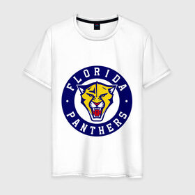 Мужская футболка хлопок с принтом HC Florida Panthers , 100% хлопок | прямой крой, круглый вырез горловины, длина до линии бедер, слегка спущенное плечо. | club | florida | hockey | panthers | клуб | хоккей