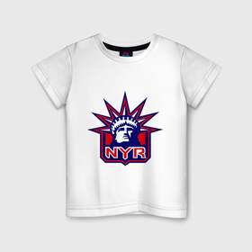 Детская футболка хлопок с принтом HC New York Rangers Emblem , 100% хлопок | круглый вырез горловины, полуприлегающий силуэт, длина до линии бедер | Тематика изображения на принте: club | hockey | new | nyr | rangers | york | клуб | хоккей