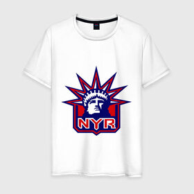 Мужская футболка хлопок с принтом HC New York Rangers Emblem , 100% хлопок | прямой крой, круглый вырез горловины, длина до линии бедер, слегка спущенное плечо. | club | hockey | new | nyr | rangers | york | клуб | хоккей