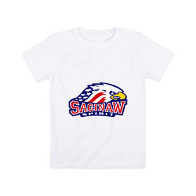 Детская футболка хлопок с принтом HC Saginaw Spirit , 100% хлопок | круглый вырез горловины, полуприлегающий силуэт, длина до линии бедер | club | hockey | saginaw | spirit | клуб | хоккей