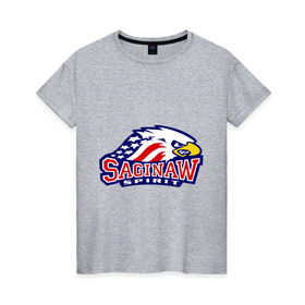 Женская футболка хлопок с принтом HC Saginaw Spirit , 100% хлопок | прямой крой, круглый вырез горловины, длина до линии бедер, слегка спущенное плечо | club | hockey | saginaw | spirit | клуб | хоккей