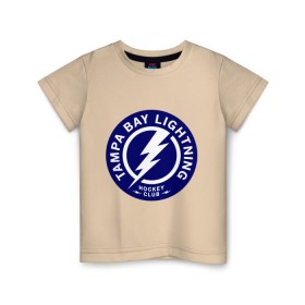 Детская футболка хлопок с принтом HC Tampa Bay Lightning , 100% хлопок | круглый вырез горловины, полуприлегающий силуэт, длина до линии бедер | bay | club | hockey | lightning | tampa | клуб | хоккей