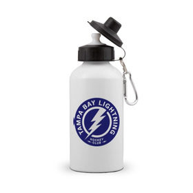 Бутылка спортивная с принтом HC Tampa Bay Lightning , металл | емкость — 500 мл, в комплекте две пластиковые крышки и карабин для крепления | bay | club | hockey | lightning | tampa | клуб | хоккей