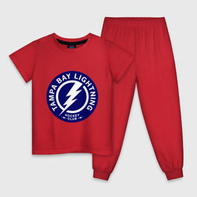 Детская пижама хлопок с принтом HC Tampa Bay Lightning , 100% хлопок |  брюки и футболка прямого кроя, без карманов, на брюках мягкая резинка на поясе и по низу штанин
 | bay | club | hockey | lightning | tampa | клуб | хоккей