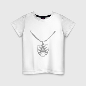 Детская футболка хлопок с принтом Dota 2 Alliance медальон , 100% хлопок | круглый вырез горловины, полуприлегающий силуэт, длина до линии бедер | alliance | dota | dota2 | альянс | дота | дота2 | логотип | цепь