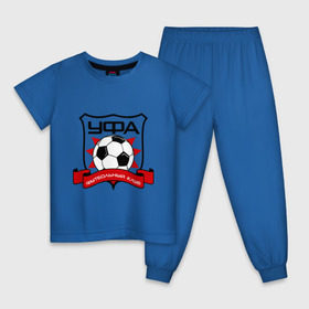 Детская пижама хлопок с принтом ФК Уфа , 100% хлопок |  брюки и футболка прямого кроя, без карманов, на брюках мягкая резинка на поясе и по низу штанин
 | мяч | спорт | уфа | фк | футбол | футбольный клуб