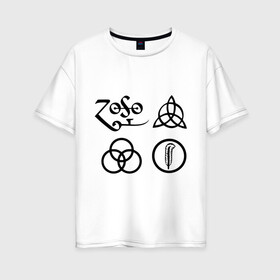 Женская футболка хлопок Oversize с принтом Led Zeppelin simbols , 100% хлопок | свободный крой, круглый ворот, спущенный рукав, длина до линии бедер
 | led zeppelin