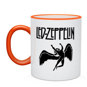 Кружка двухцветная с принтом Led Zeppelin , керамика | объем — 330 мл, диаметр — 80 мм. Цветная ручка и кайма сверху, в некоторых цветах — вся внутренняя часть | led zeppelin