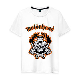 Мужская футболка хлопок с принтом Motorhead , 100% хлопок | прямой крой, круглый вырез горловины, длина до линии бедер, слегка спущенное плечо. | motorhead