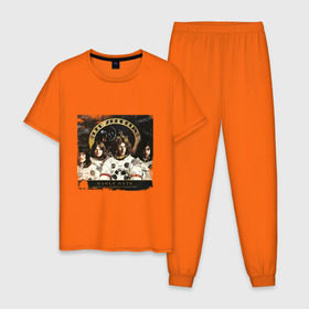 Мужская пижама хлопок с принтом Лед Зеппелин , 100% хлопок | брюки и футболка прямого кроя, без карманов, на брюках мягкая резинка на поясе и по низу штанин
 | led zeppelin