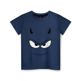 Детская футболка хлопок с принтом Чертёнок , 100% хлопок | круглый вырез горловины, полуприлегающий силуэт, длина до линии бедер | дьявол | рога | рожица | смайл | черт | чертенок