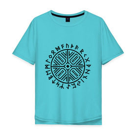 Мужская футболка хлопок Oversize с принтом Рунический круг , 100% хлопок | свободный крой, круглый ворот, “спинка” длиннее передней части | рунический круг | руны | символ