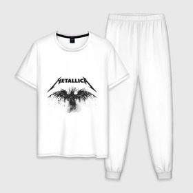 Мужская пижама хлопок с принтом Metallica , 100% хлопок | брюки и футболка прямого кроя, без карманов, на брюках мягкая резинка на поясе и по низу штанин
 | metallica | музыка | рок