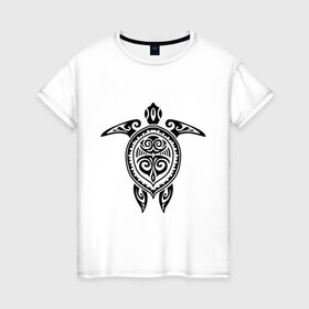 Женская футболка хлопок с принтом Морская черепаха узор , 100% хлопок | прямой крой, круглый вырез горловины, длина до линии бедер, слегка спущенное плечо | морская | панцирь | узор | черепаха