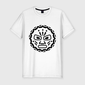 Мужская футболка премиум с принтом Маска индейских племен , 92% хлопок, 8% лайкра | приталенный силуэт, круглый вырез ворота, длина до линии бедра, короткий рукав | ацтеки | индейцы | культ | майа | маска | племя