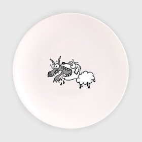 Тарелка 3D с принтом Волк и овечка , фарфор | диаметр - 210 мм
диаметр для нанесения принта - 120 мм | баран | внезапно | волк | ловушка | овечка | овца