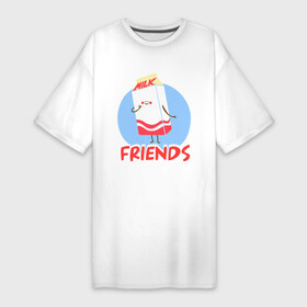 Платье-футболка хлопок с принтом Молоко ,  |  | best friends forever | друзья | лучшие | молоко | печенье | подарки | подруге. друг