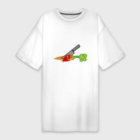 Платье-футболка хлопок с принтом Морковь ,  |  | веган | кровь | морковь | нож