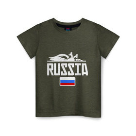 Детская футболка хлопок с принтом Россия Флаг , 100% хлопок | круглый вырез горловины, полуприлегающий силуэт, длина до линии бедер | герб | орел | россия | триколор | флаг
