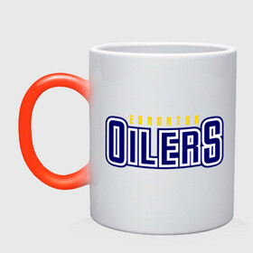 Кружка хамелеон с принтом HC Edmonton Oilers Sign , керамика | меняет цвет при нагревании, емкость 330 мл | club | edmonton | hc | hockey | oilers | хоккей