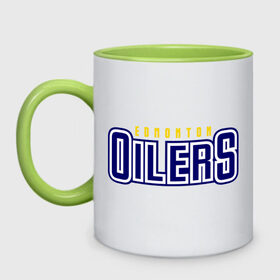 Кружка двухцветная с принтом HC Edmonton Oilers Sign , керамика | объем — 330 мл, диаметр — 80 мм. Цветная ручка и кайма сверху, в некоторых цветах — вся внутренняя часть | Тематика изображения на принте: club | edmonton | hc | hockey | oilers | хоккей