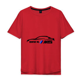 Мужская футболка хлопок Oversize с принтом BMW M5 , 100% хлопок | свободный крой, круглый ворот, “спинка” длиннее передней части | bmw | m5 | автомобиль | бмв | м5