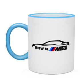 Кружка двухцветная с принтом BMW M5 , керамика | объем — 330 мл, диаметр — 80 мм. Цветная ручка и кайма сверху, в некоторых цветах — вся внутренняя часть | bmw | m5 | автомобиль | бмв | м5