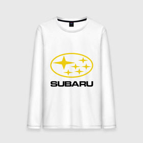 Мужской лонгслив хлопок с принтом Subaru Logo , 100% хлопок |  | logo | subaru | автомобиль | логотип | марка | субару
